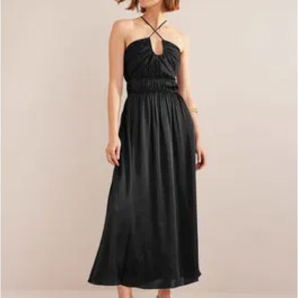 Boden Dresses & Skirts - Boden Black Ruched Halter Midi Dress